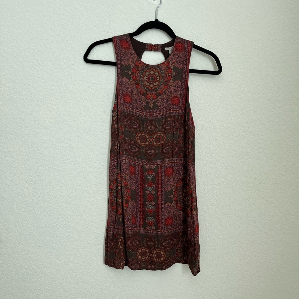 Urban Outfitters ecote print swing shift mini dress with open back XS